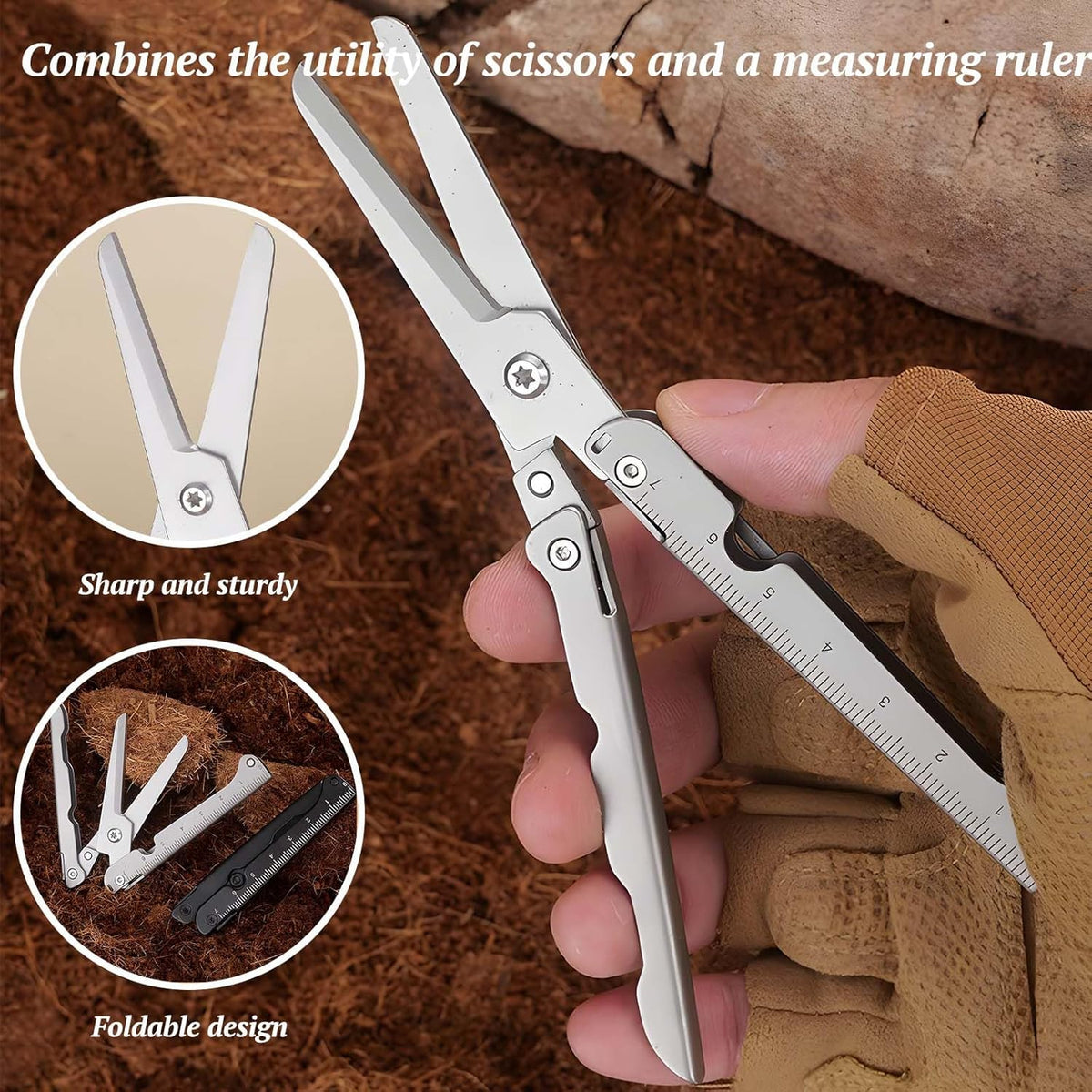 ✂️ Hosday® 2-in-1 Foldable EDC Scissors with Built-In Ruler