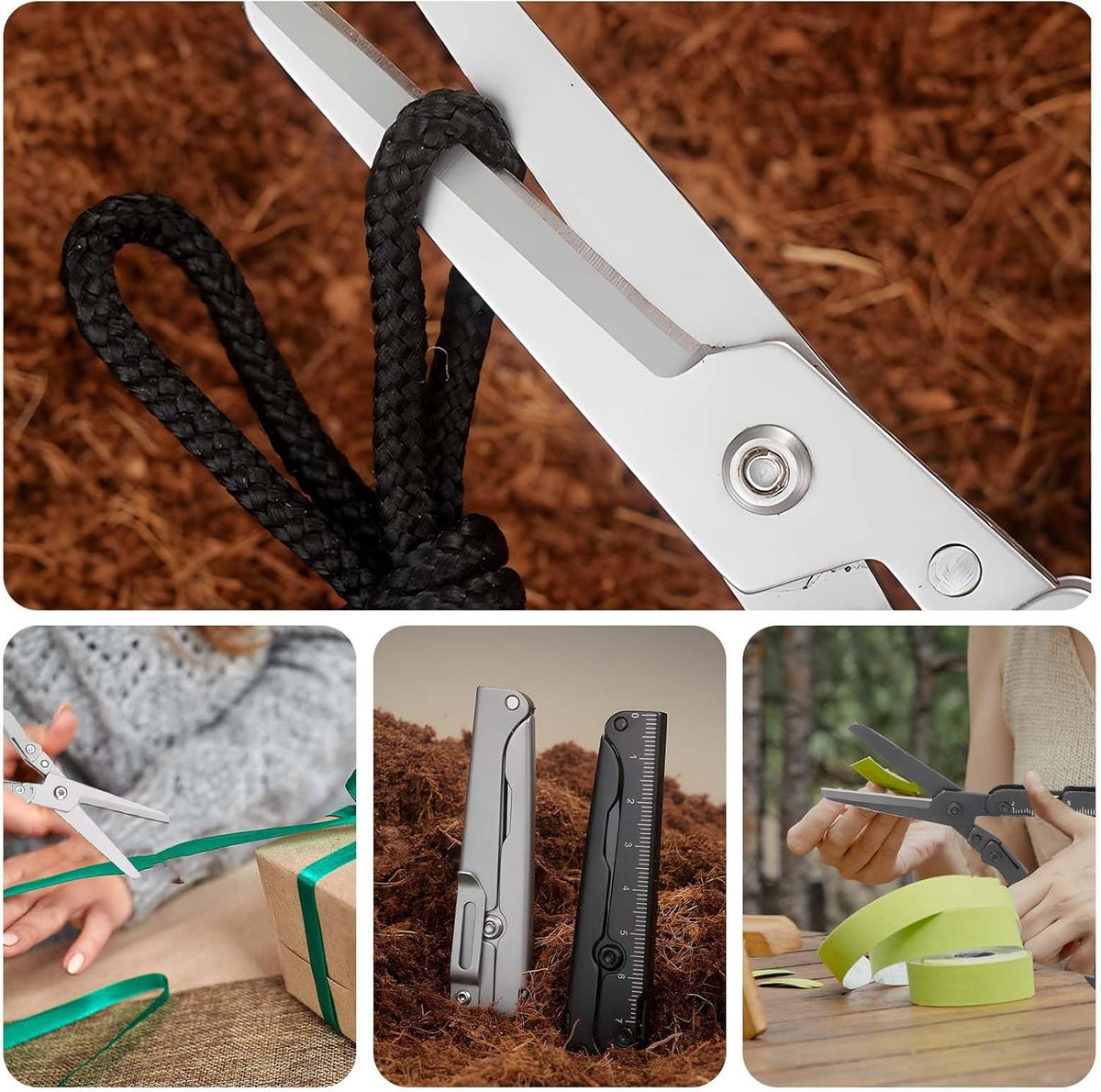 ✂️ Hosday® 2-in-1 Foldable EDC Scissors with Built-In Ruler