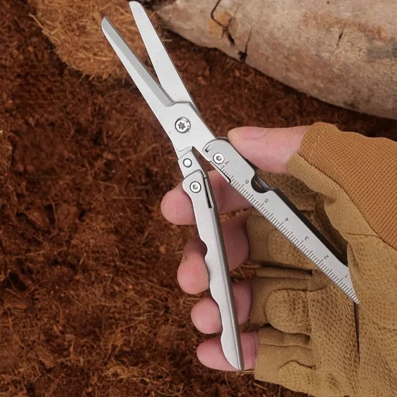 ✂️ Hosday® 2-in-1 Foldable EDC Scissors with Built-In Ruler