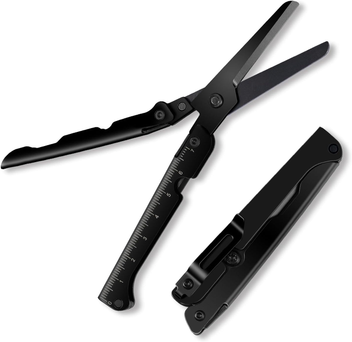✂️ Hosday® 2-in-1 Foldable EDC Scissors with Built-In Ruler