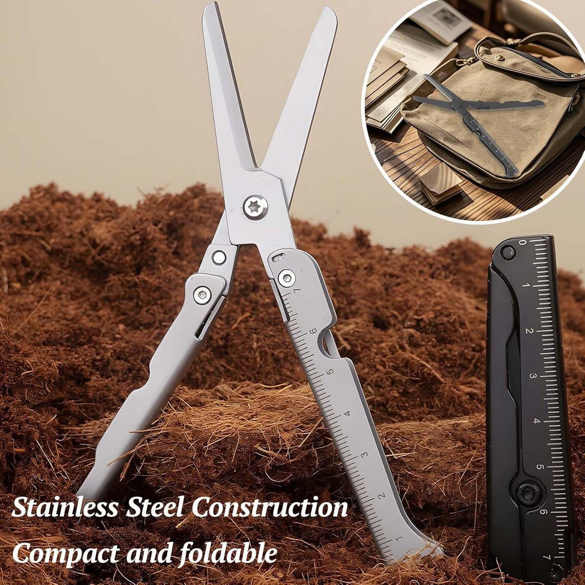✂️ Hosday® 2-in-1 Foldable EDC Scissors with Built-In Ruler